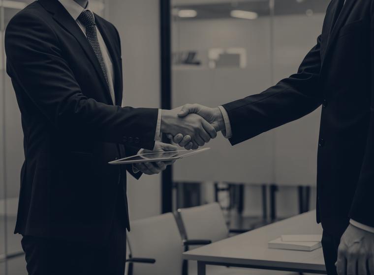 Handshake in a law office